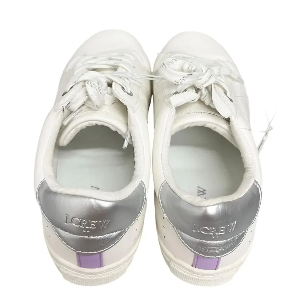 J.Crew Factory Girls' lace-up sneakers White Lavender BW251 size K5 NWT